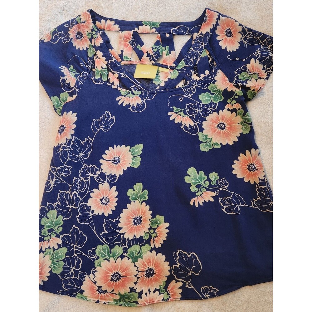 Anthropologie Maeve Tri-Cut Out Floral Blouse Size 4